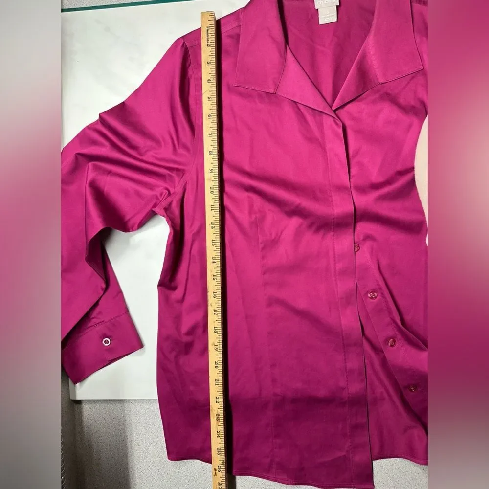 Chico's Fuchsia Button Down Shirt - Picture 10 of 11